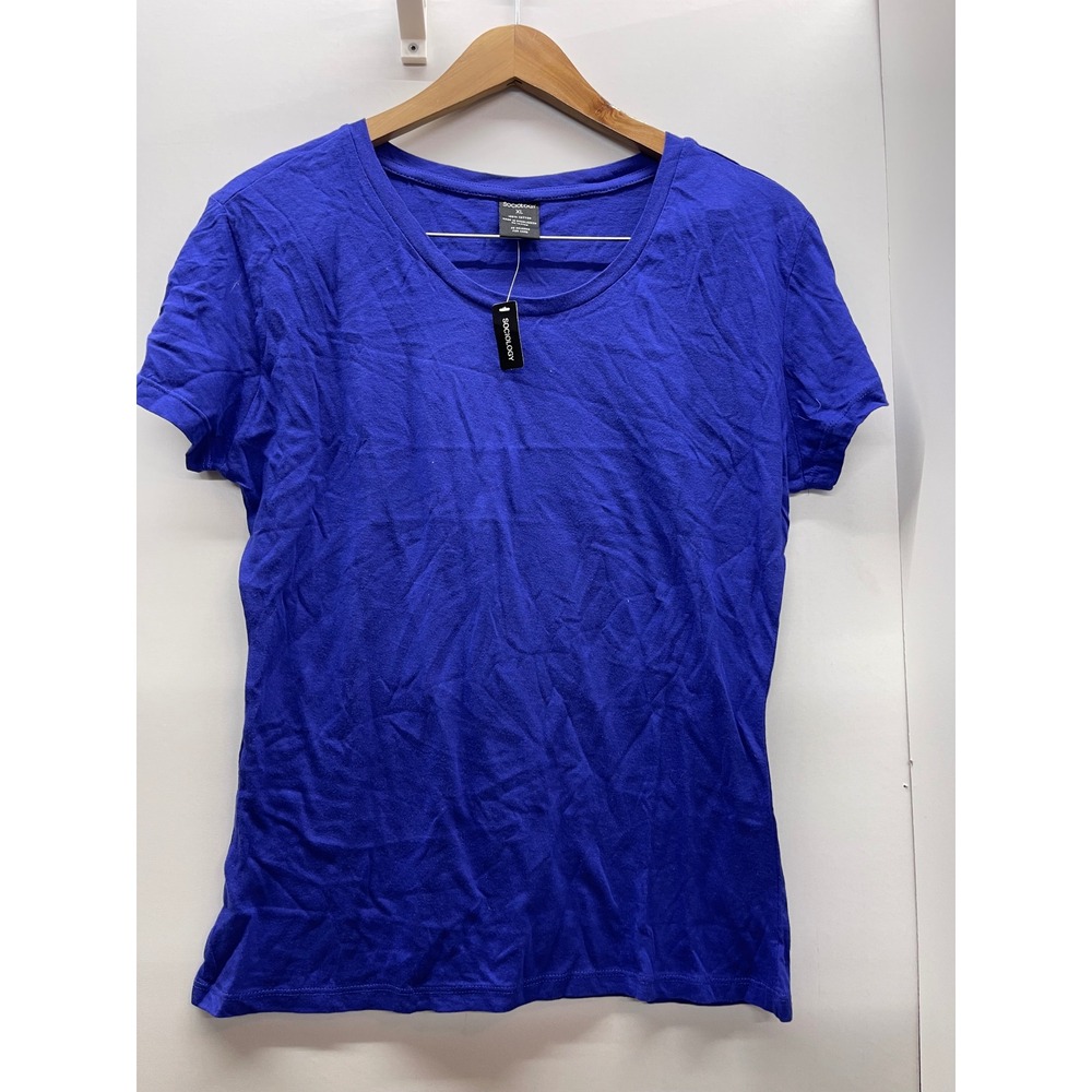 Sociology Womens XL Royal Blue Scoop Neck Short Sleeve 100% Cotton T-Shirt NEW